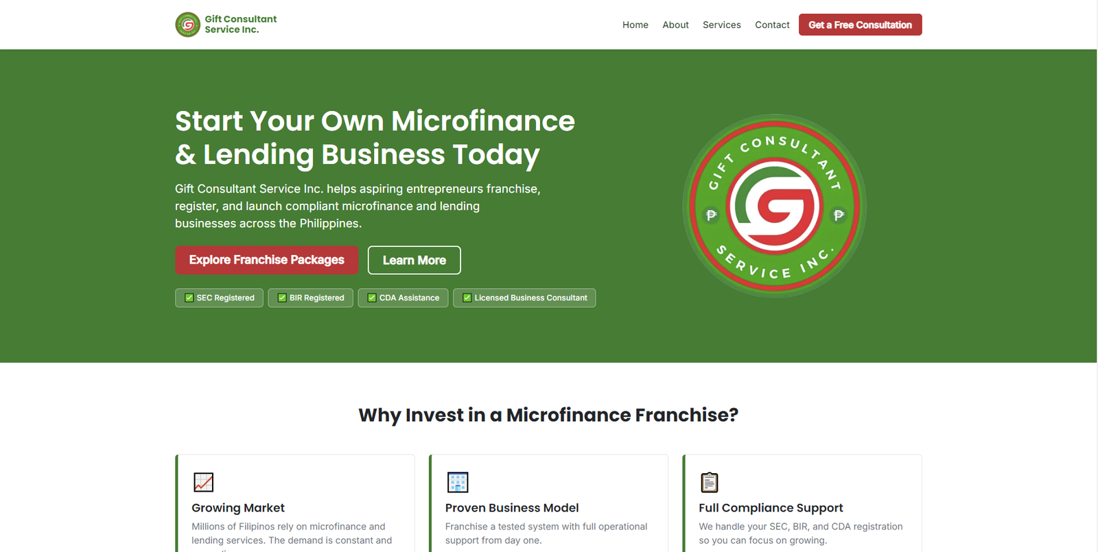 Gift Consultant Service website preview